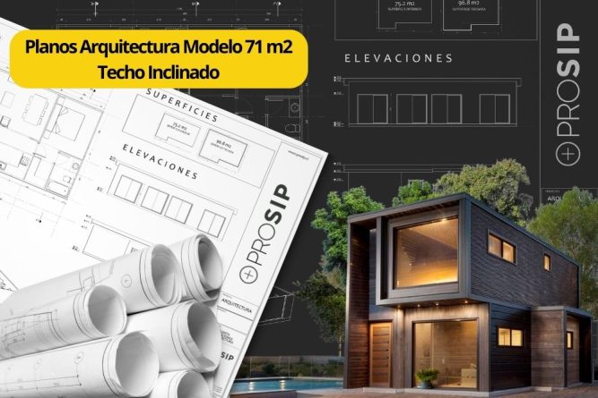 Planos de Arquitectura Modelo 71 m2 Techo Inclinado