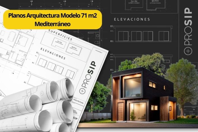 Planos de Arquitectura Modelo 71 m2 Mediterráneo