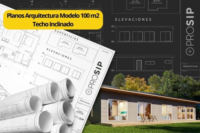 Planos de Arquitectura Modelo 100 m2 Techo Inclinado