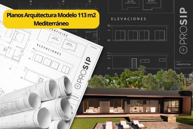 Planos de Arquitectura Modelo 113 m2 Mediterráneo