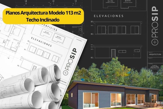 Planos de Arquitectura Modelo 113 m2 Techo Inclinado