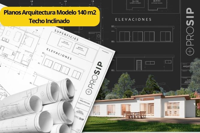 Planos de Arquitectura Modelo 140 m2 Mediterránea Techo inclinado