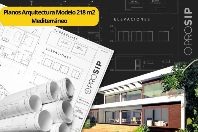 Planos de Arquitectura Modelo 218 m2 Mediterráneo