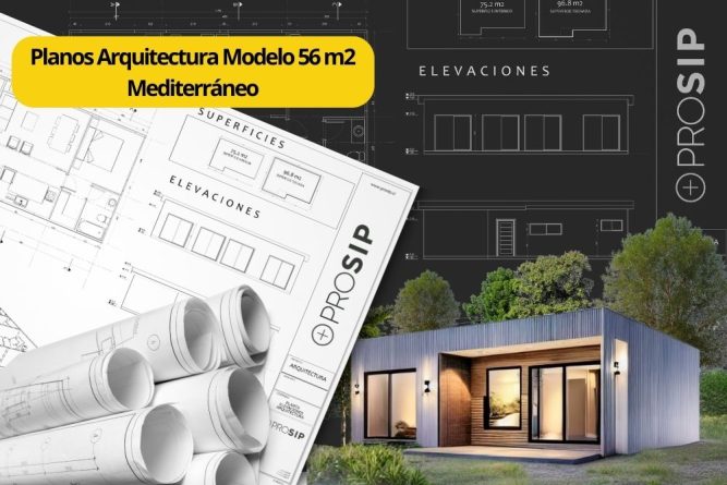 Planos de Arquitectura modelo 56 m2 Mediterráneo