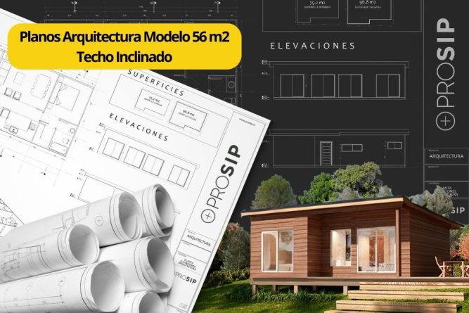 Planos de Arquitectura modelo 56 m2 Techo Inclinado