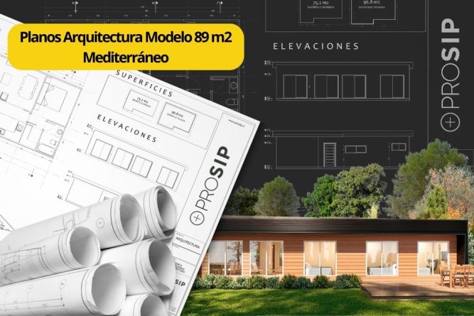 Planos de Arquitectura Modelo 89 m2 Techo inclinado