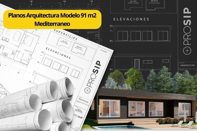 Planos de Arquitectura Modelo 91 m2 Mediterráneo