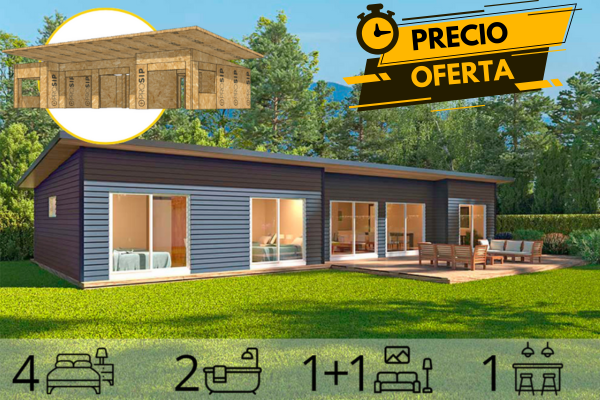 Casa con Techo Inclinado de 113 m2 – 4 Dorm