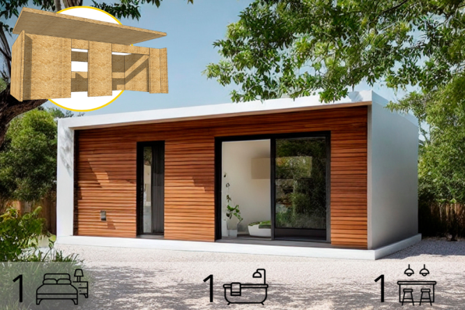 Eco House de 1 dormitorio en 24 m2